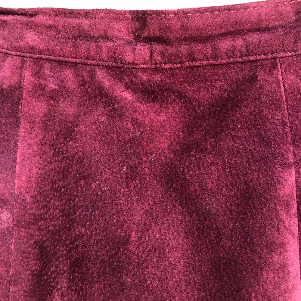 Vintage Genuine Leather Deep Red High Waisted Pencil Skirt 0 - Picture 7 of 16